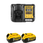 Set 2 acumulatori 18V cu 5Ah si incarcator DeWalt DCB1104P2