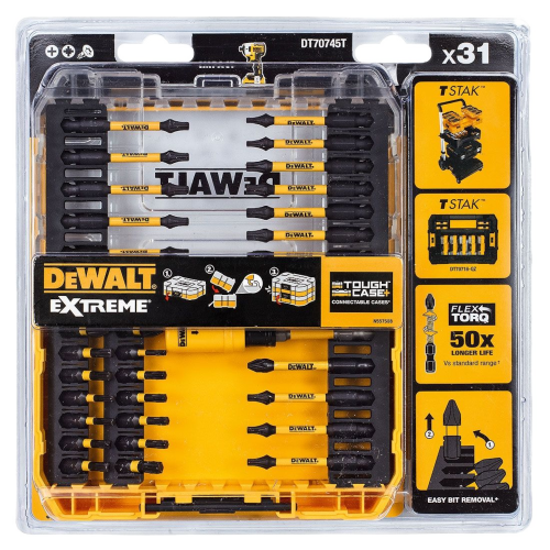 Set 31 biti insurubare cu impact Flextorq DeWalt DT70745T-QZ