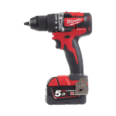 Masina de gaurit cu percutie cu 2 acumulatori Milwaukee M18 CBLPD-502C autofiletanta bormasina surubelnita cu acumulator