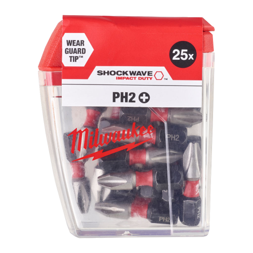 Set 25 biti de impact PH2x25mm Milwaukee SHOCKWAVE