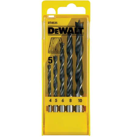 Set 5 burghie lemn cu prindere rotunda DeWalt DT4535