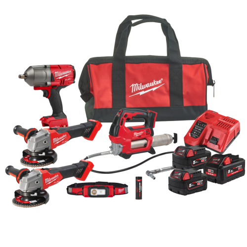 Set 5 scule cu acumulator Milwaukee M18 FPP5N-554B