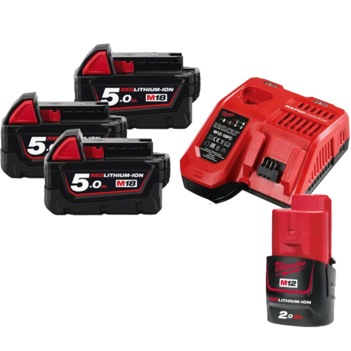 Set 3 acumulatori si incarcator Li-Ion 5Ah Milwaukee M18 NRG-503