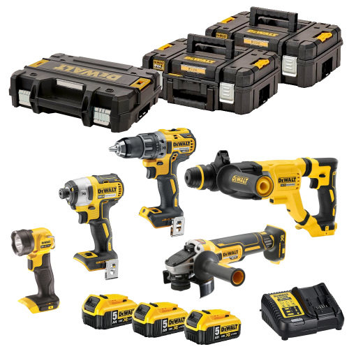 Set 5 scule cu 3 acumulatori DeWalt DCK585P3T