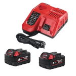 Set 2 acumulatori si incarcator Li-Ion 5Ah Milwaukee M18 NRG-502