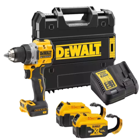 Masina de gaurit/infiletat fara percutie cu 2 acumulatori 5Ah fixare curea DeWalt DCD800P2LRT