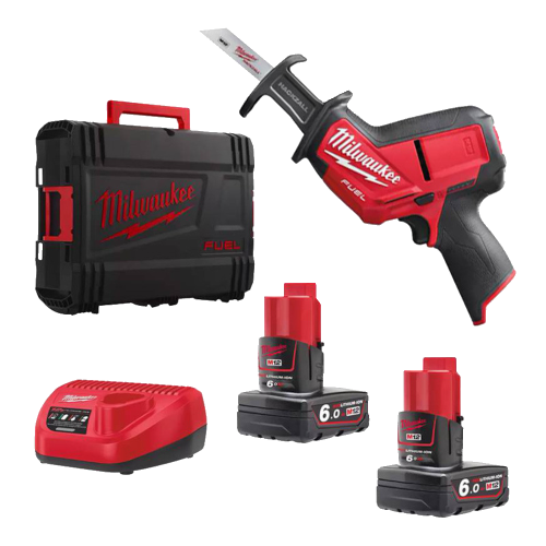 Fierastrau sabie cu 2 acumulatori 6Ah Milwaukee M12 CHZ-602X