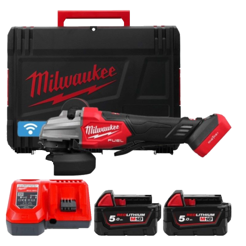 Polizor unghiular cu 2 acumulatori 5Ah Milwaukee M18 FSAGSVO125X-502X