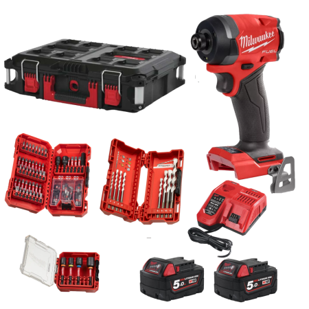 Masina de insurubat cu impact cu 2 acumulatori 5Ah Milwaukee M18 FID3100P-502P