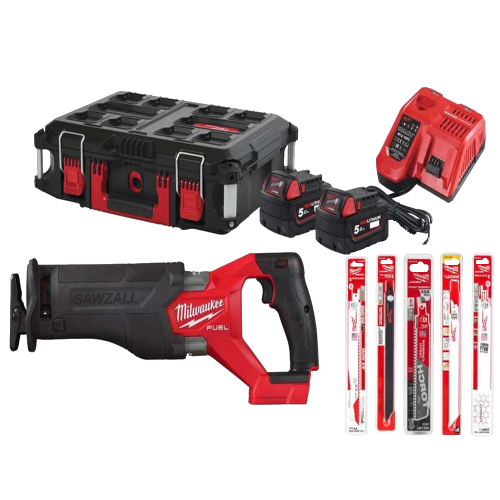 Fierastrau sabie cu 2 acumulatori 5Ah Milwaukee M18 FSZ100P-502P