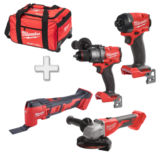 Set 4 scule fara acumulatori Milwaukee M18 FPP4X5-0 + Cadou Geanta XL