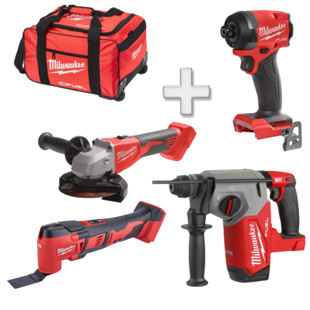 Set 4 scule fara acumulatori Milwaukee M18 FPP4X3-0 + Cadou Geanta XL