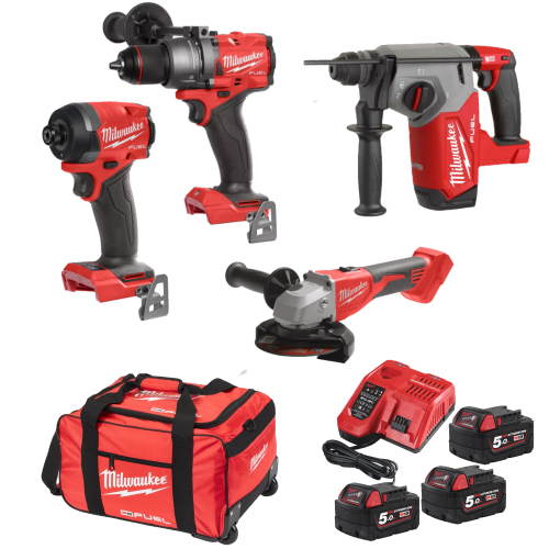 Set 4 scule cu 3 acumulatori Milwaukee M18 FPP4X6-503B