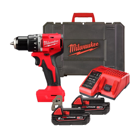 Masina de gaurit cu percutie cu 2 acumulatori 2Ah Milwaukee M18 BLPDRC-202C