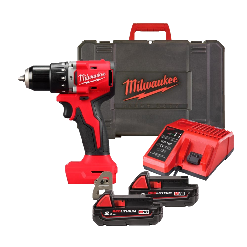 Masina de gaurit cu percutie cu 2 acumulatori 2Ah Milwaukee M18 BLPDRC-202C