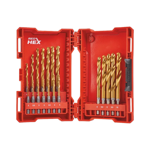 Set 19 burghie metal HSS-G Milwaukee TIN RED HEX