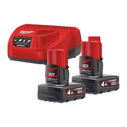 Set 2 acumulatori 12V si 4 Ah cu incarcator Milwaukee M12NRG-402