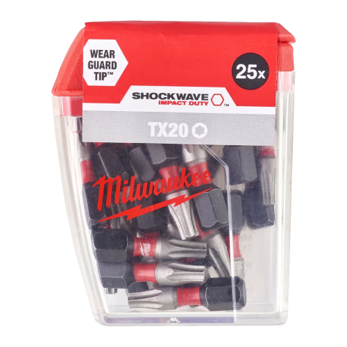 Set 25 biti de impact TX20x25mm Milwaukee SHOCKWAVE