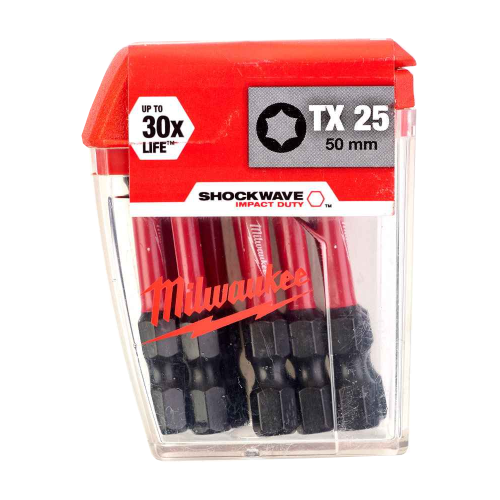 Set 10 biti de impact TX25x50mm Milwaukee SHOCKWAVE