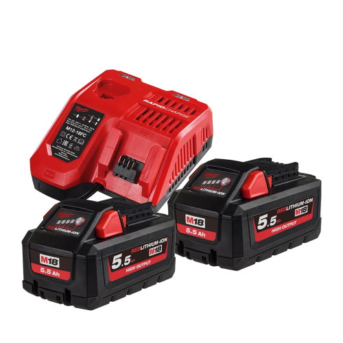 Set 2 acumulatori 18V cu 5.5Ah cu incarcator Milwaukee M18 HNRG-552