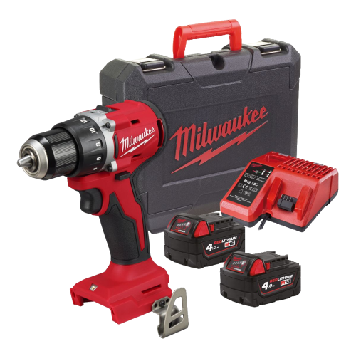 Masina de gaurit fara percutie cu 2 acumulatori 4Ah Milwaukee M18 BLDDRC-402C