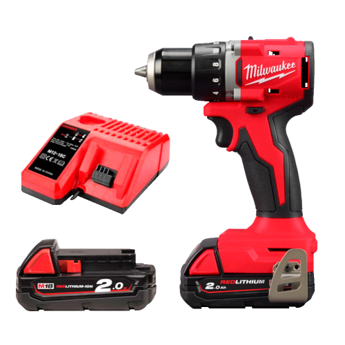 Masina de gaurit fara percutie cu 2 acumulatori 2Ah Milwaukee M18 BLDDRC-202C