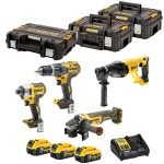 Set 4 scule cu 3 acumulatori DeWalt DCK466P3