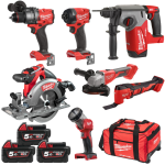 Set 7 scule cu 3 acumulatori Milwaukee M18 FPP7B-503B