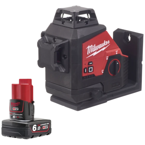 Nivela laser verde cu 3 linii cu 1 acumulator Milwaukee M123PL-601C