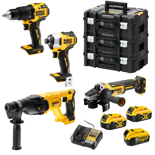 Set 4 scule cu 3 acumulatori DeWalt DCK4062MP3